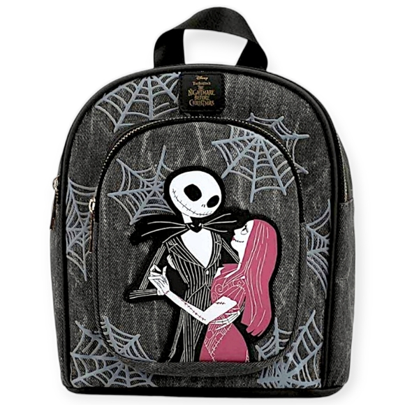 The Nightmare Before Christmas Jack & Sally Mini Black & Gray Backpack Bag - Picture 5 of 12